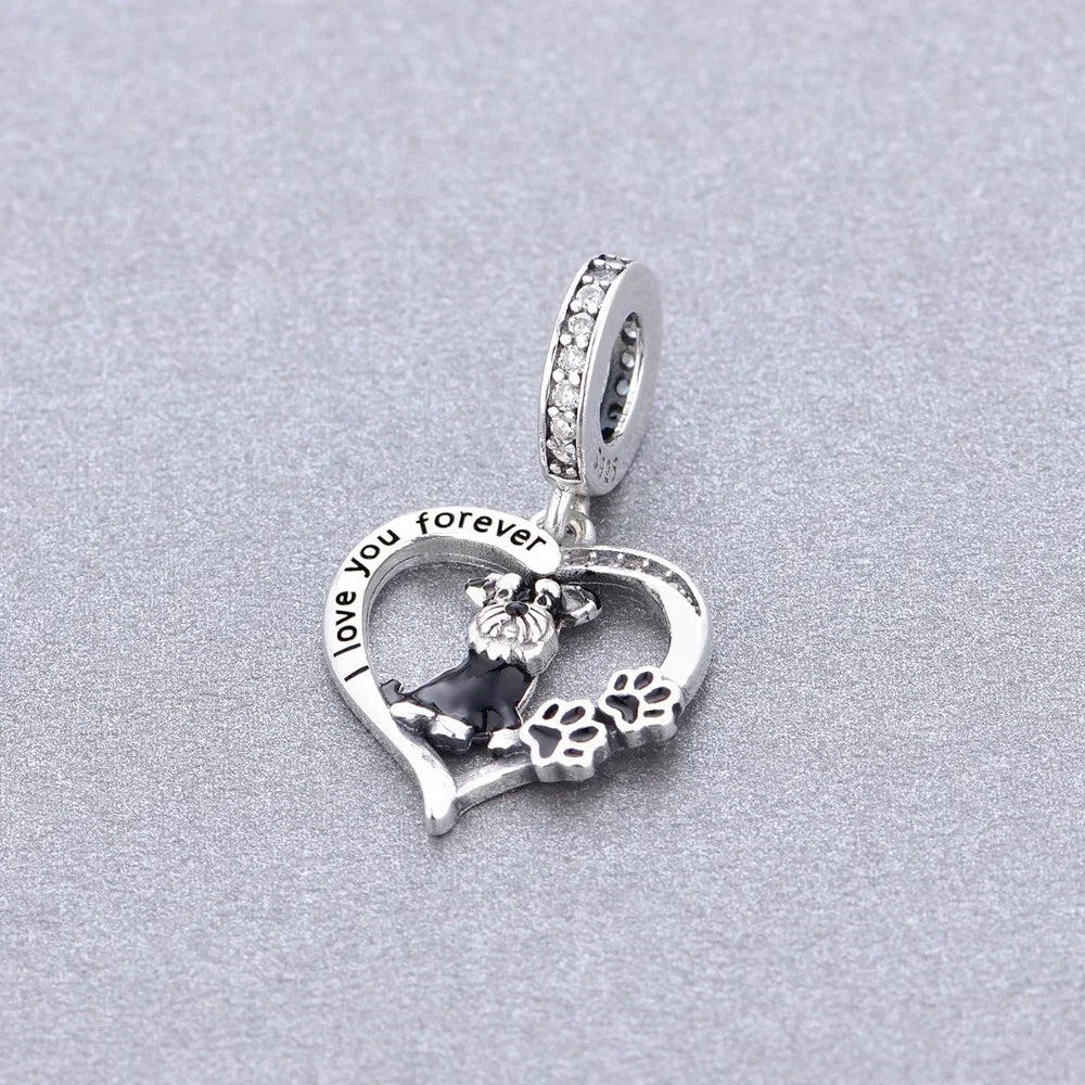 Silver 'I love you forever' Dog Pendants