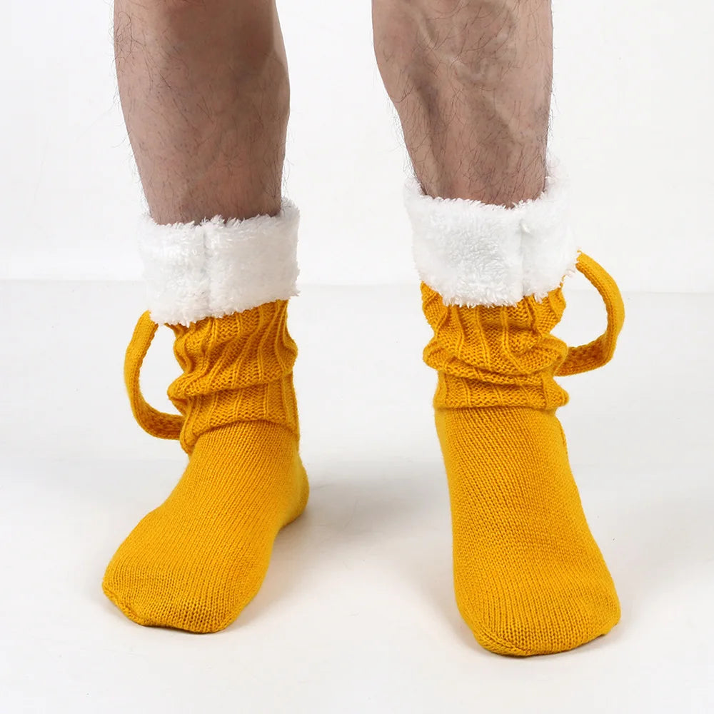 Knitted Beer Mug Socks - Thick and Cozy