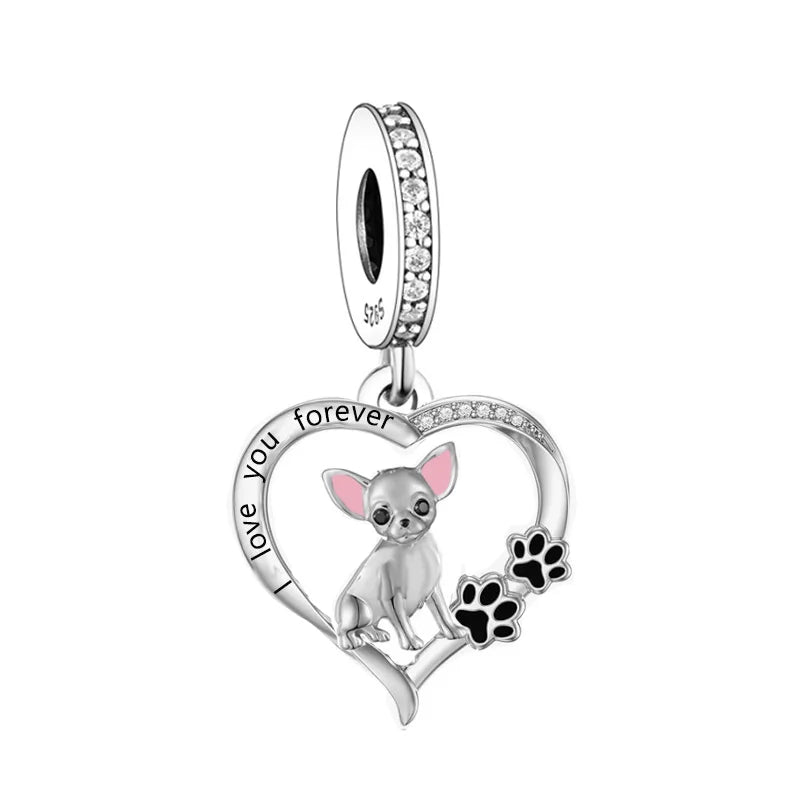 Silver 'I love you forever' Dog Pendants