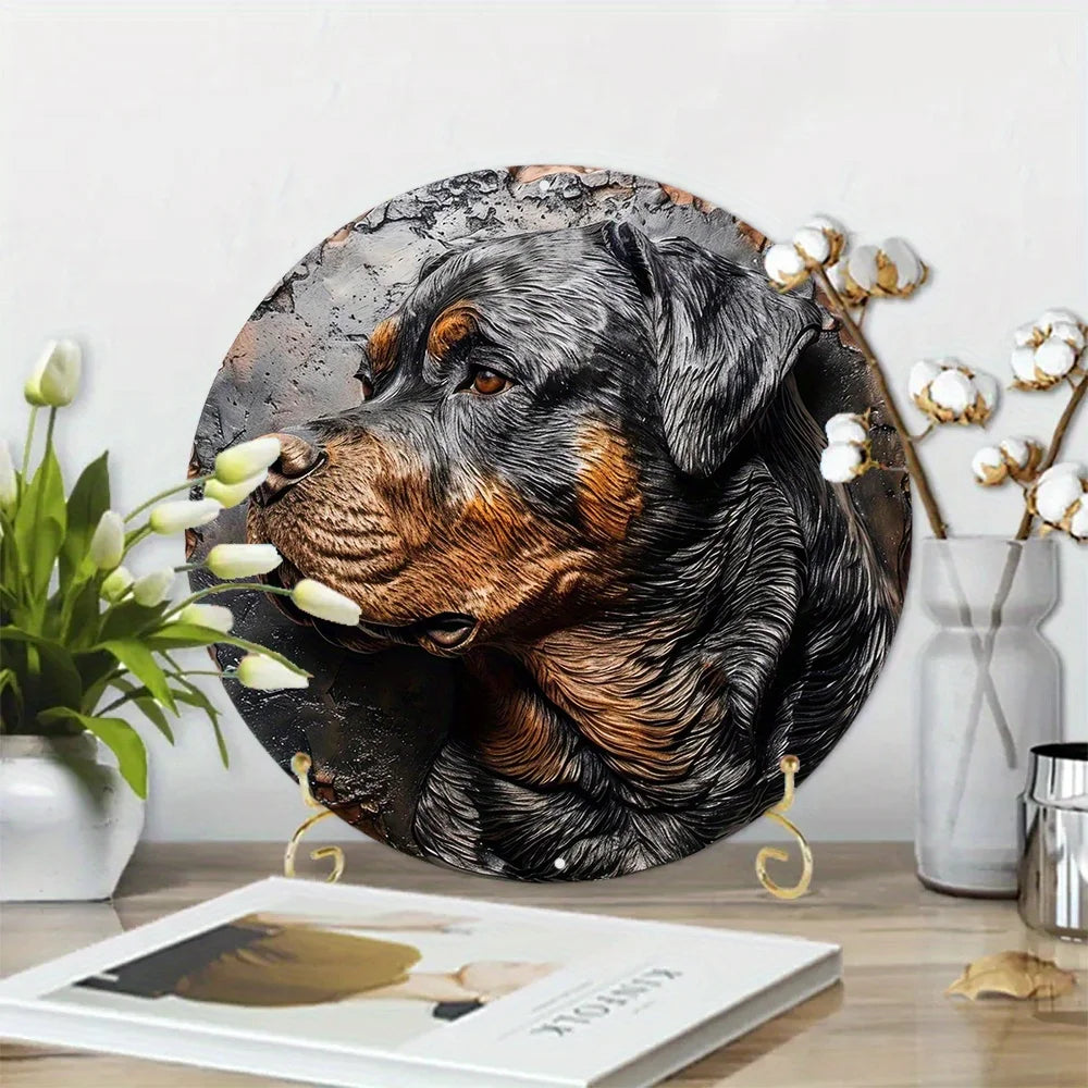 Alloy Rottweiler Standing Ornament Portrait