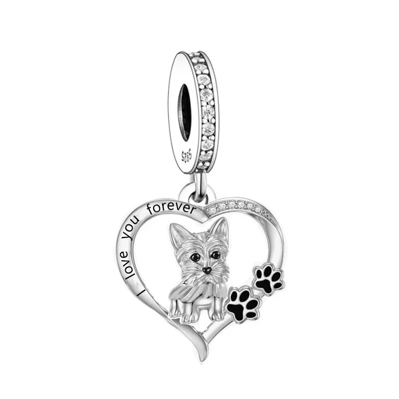 Silver 'I love you forever' Dog Pendants