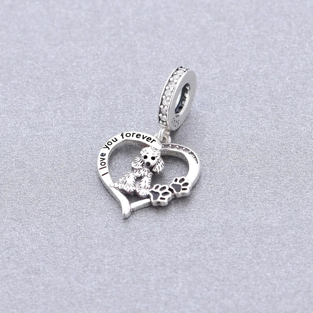 Silver 'I love you forever' Dog Pendants