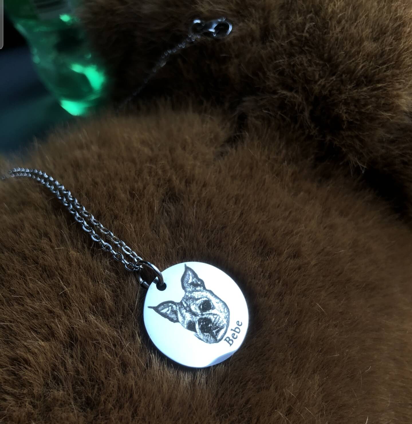 Custom Titanium pet photo & name necklace by SB