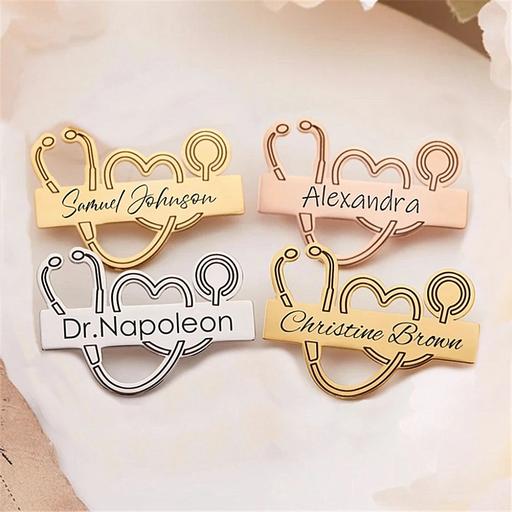 Personalised Stethoscope Brooches