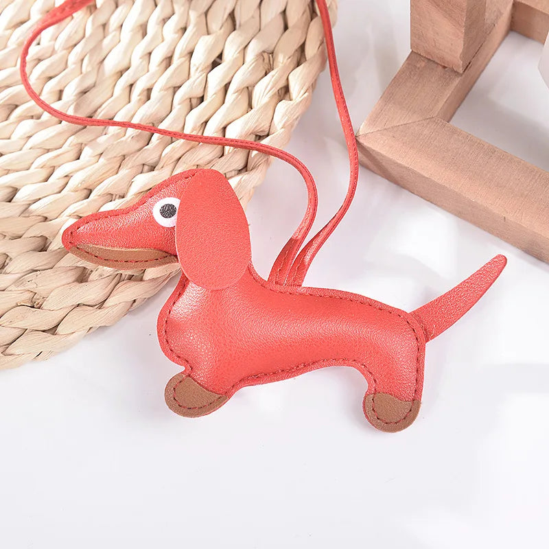 Realistic Dachshund PU leather Keychains