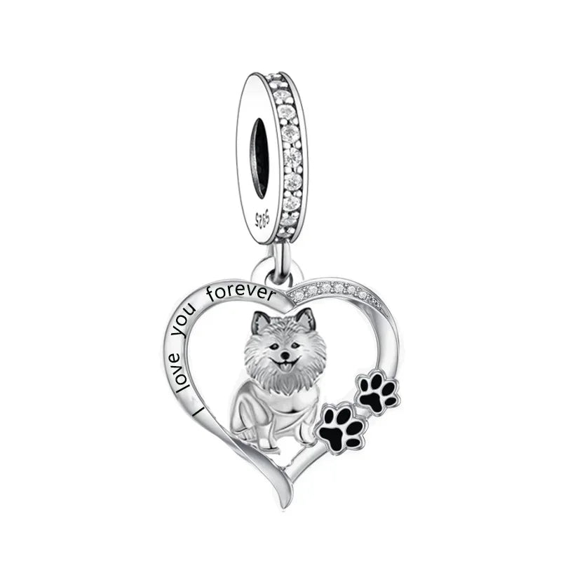 Silver 'I love you forever' Dog Pendants