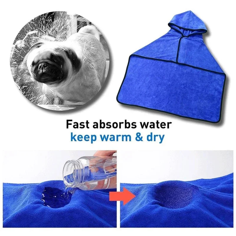 Microfiber Pet Bathrobe with Hoodie