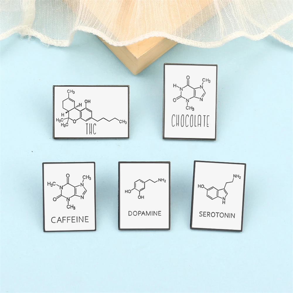 Chemical Molecular Formula Brooch (5pcs set)