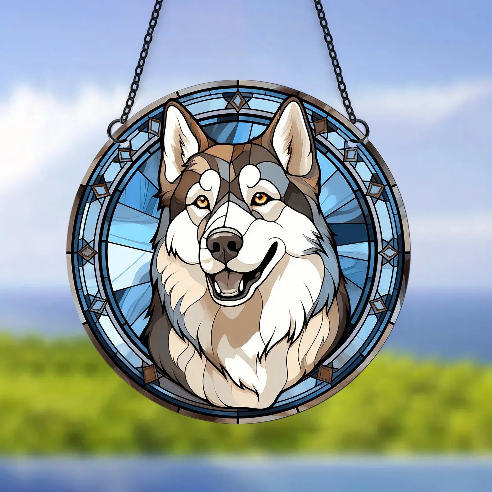 Artistic Hanging Dog Ornament - Style's Bug Siberian Husky / 1 x Ornament