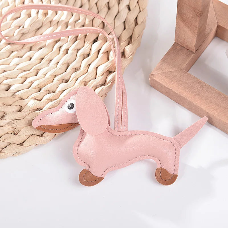 Realistic Dachshund PU leather Keychains