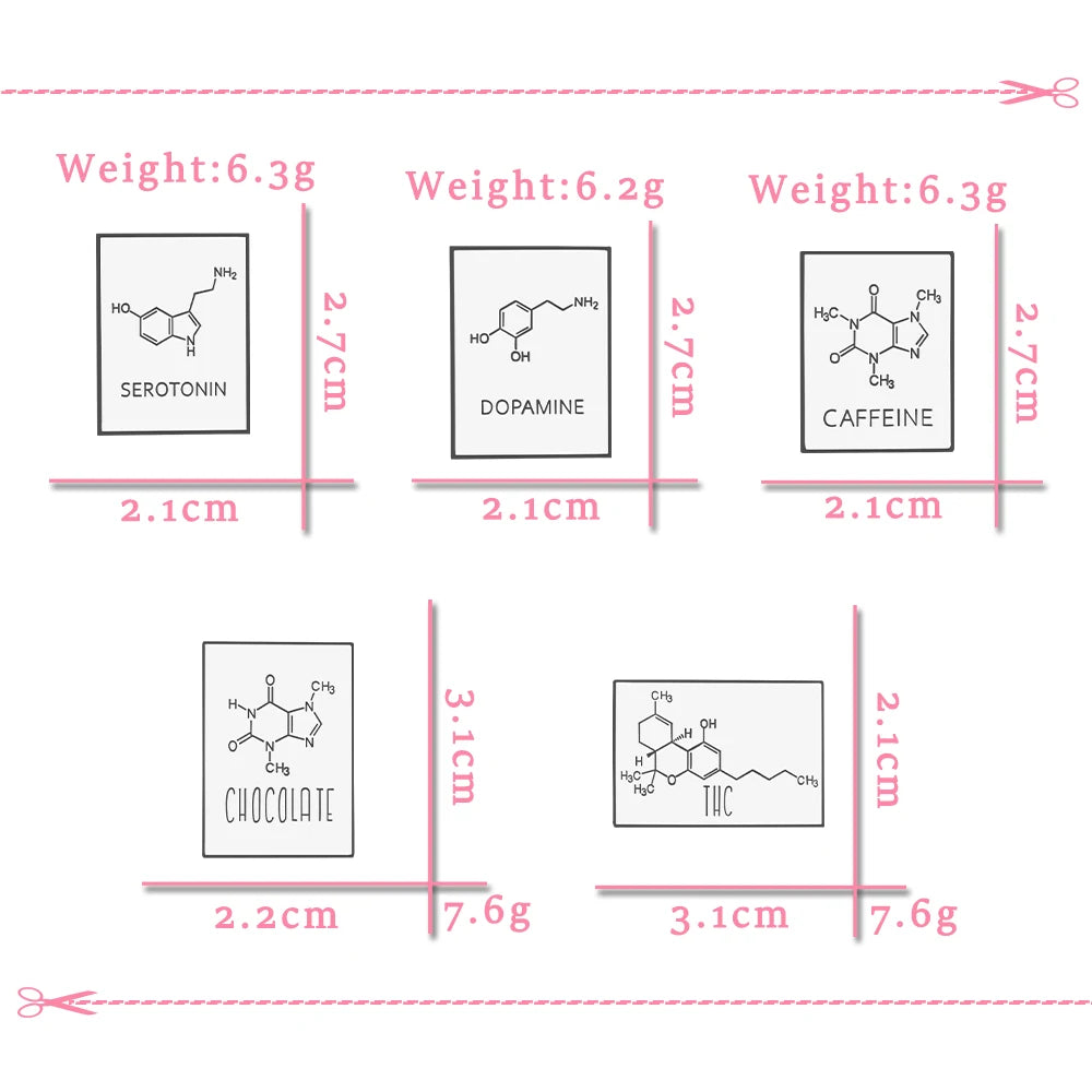 Chemical Molecular Formula Brooch (5pcs set)