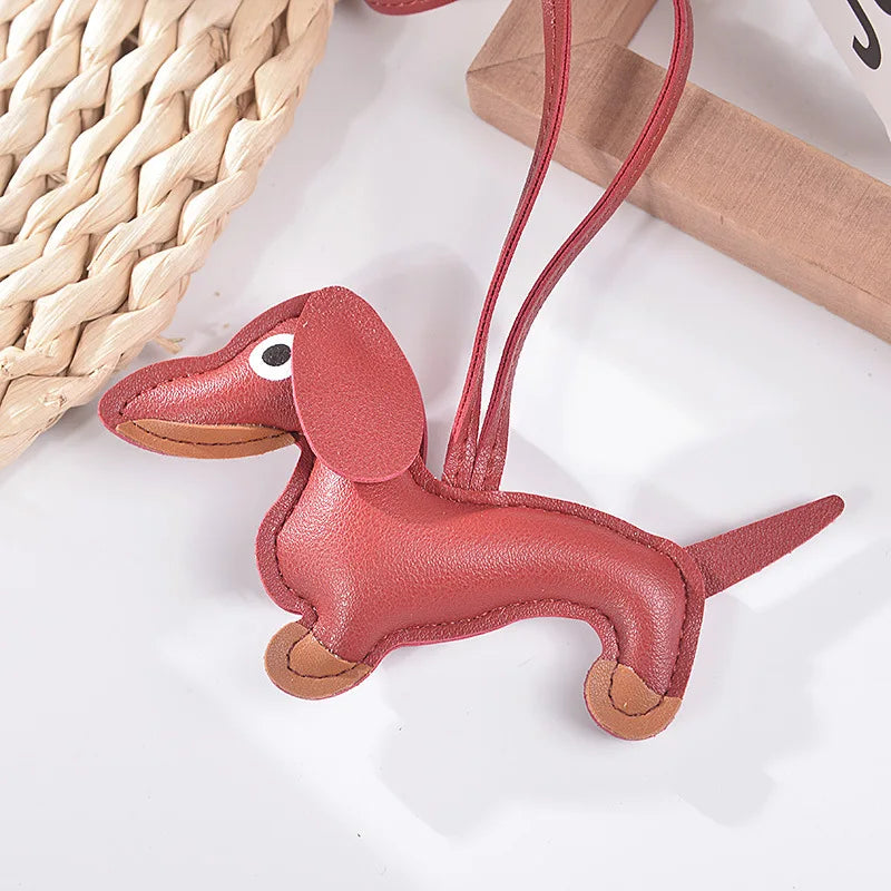 Realistic Dachshund PU leather Keychains