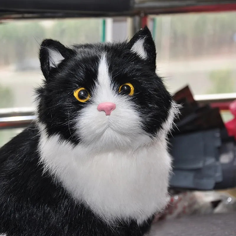 Realistic Tuxedo Cat Simulation Doll