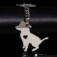 Realistic Dog shaped keychains with cropped Heart