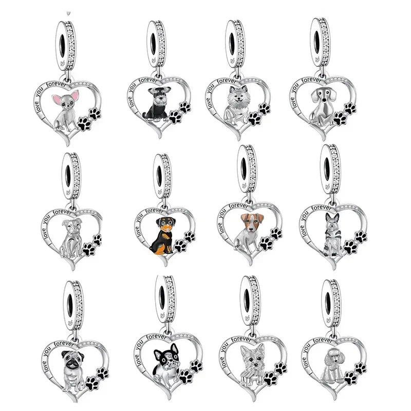 Silver 'I love you forever' Dog Pendants