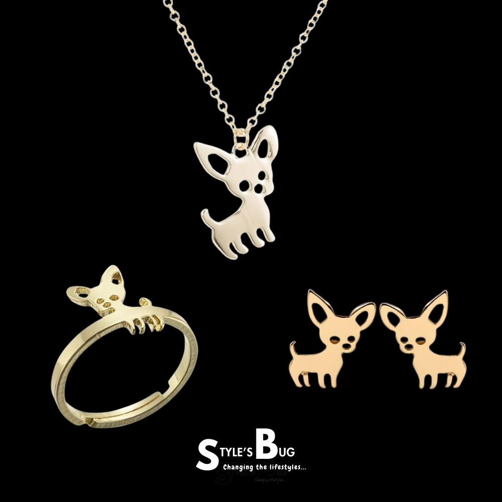 Standing Chihuahua Jewelry Set