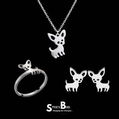 Standing Chihuahua Jewelry Set