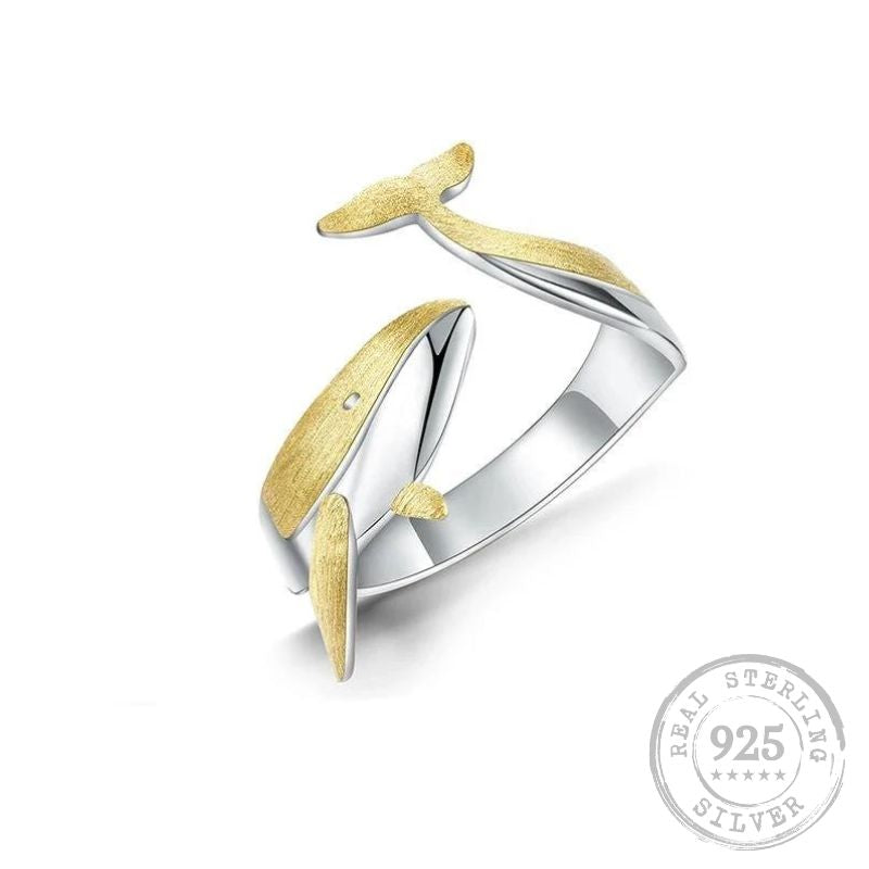 Realistic Golden Whale Jewelry - Style's Bug Only Ring