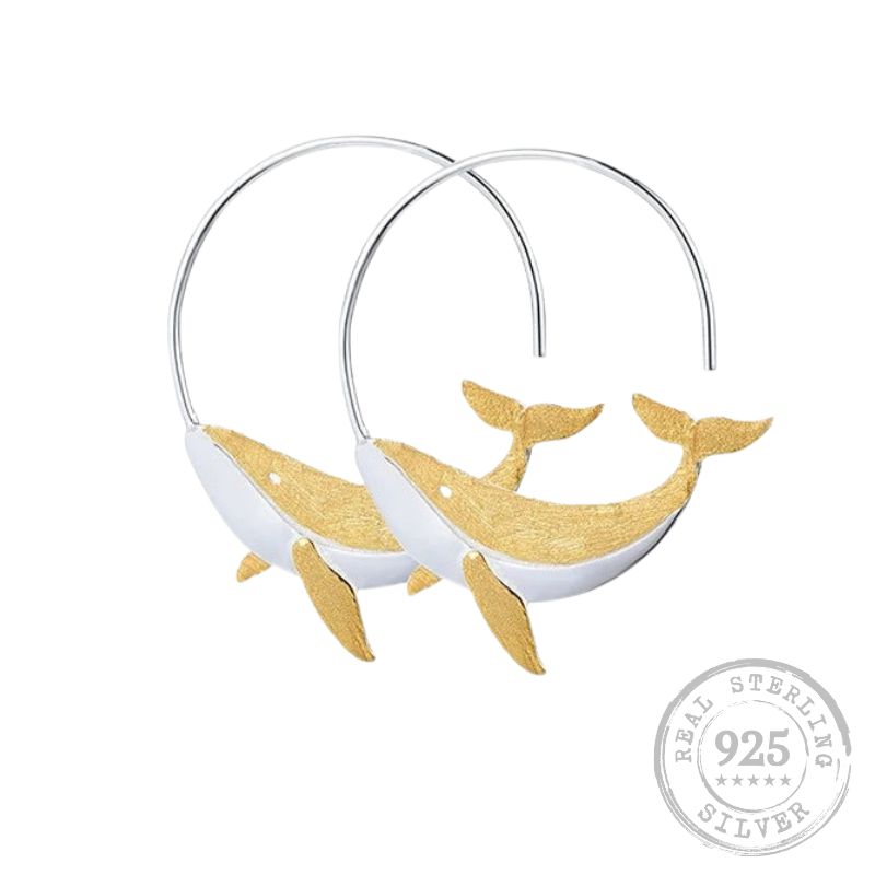 Realistic Golden Whale Jewelry - Style's Bug Only pair of earrings