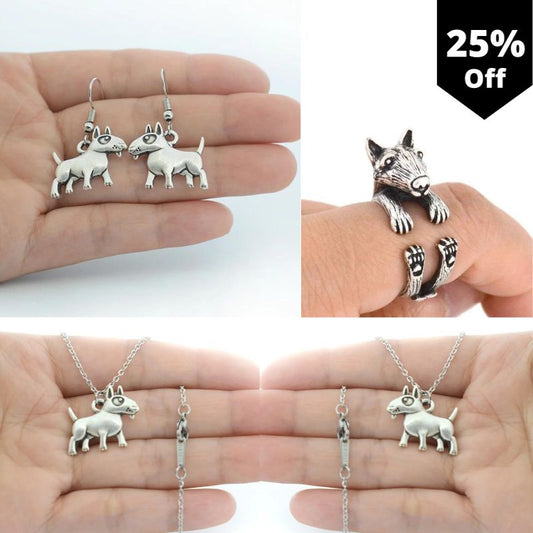 Vintage Bull Terrier Jewelry Set