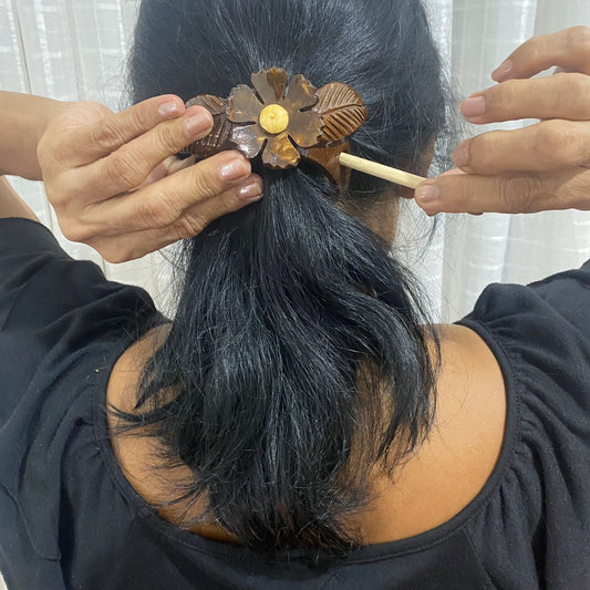 Coconut shell Hair clip set