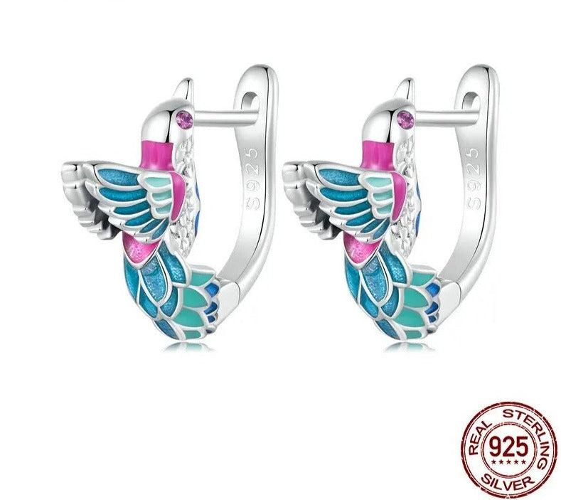 Pinkish Hummingbird Jewelry Set