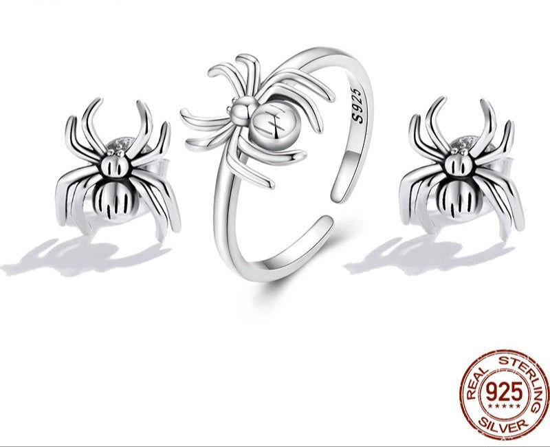 Silver Spider Jewelry Set