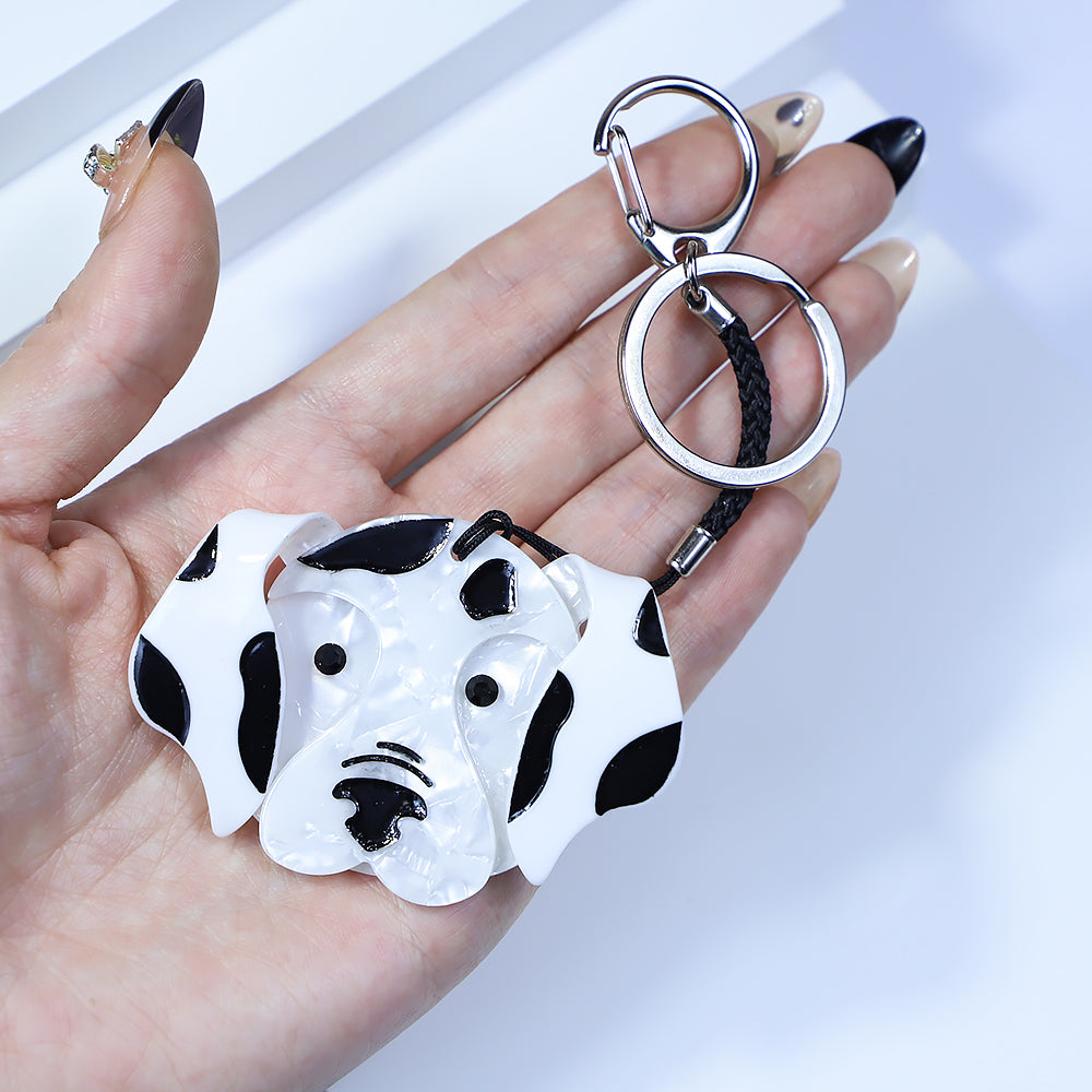 Realistic Dalmatian Face brooch and keychain