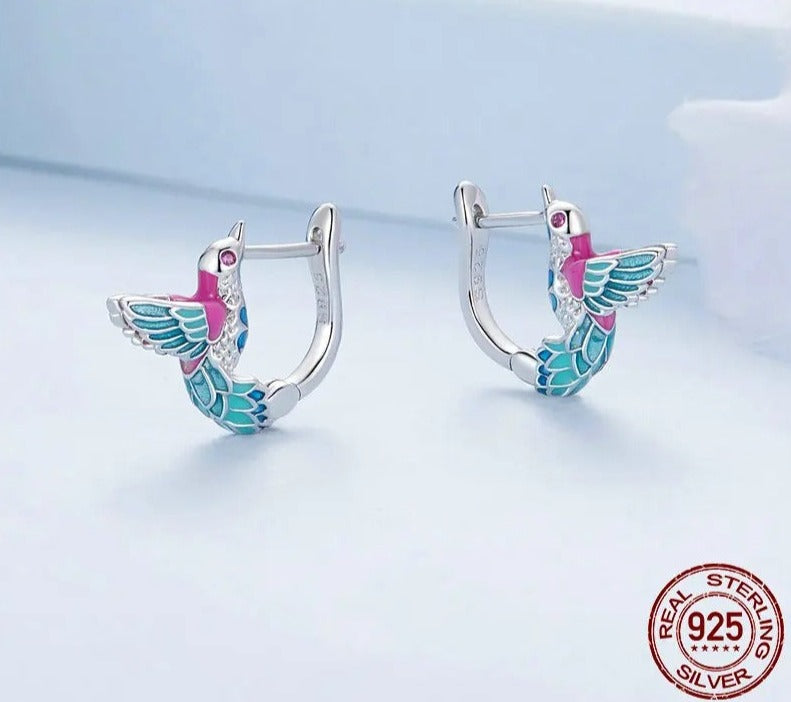 Pinkish Hummingbird Jewelry Set