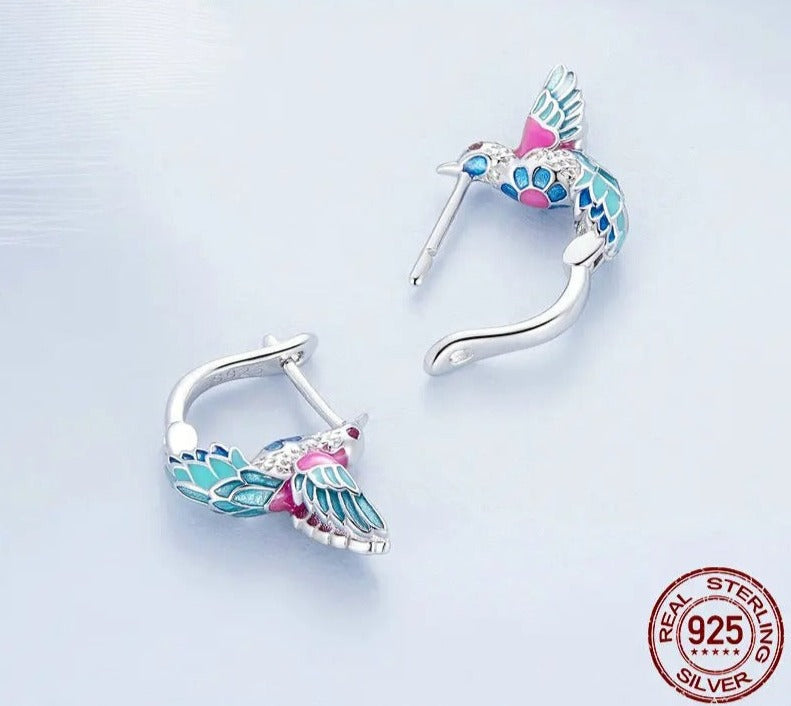 Pinkish Hummingbird Jewelry Set