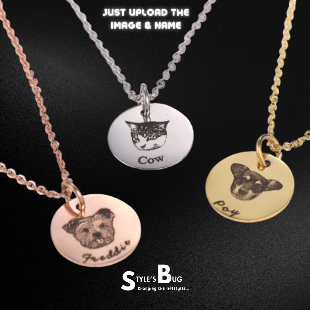 Custom Titanium pet photo & name necklace by SB