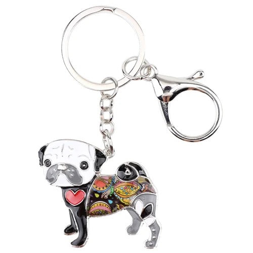 Artistic Pug Necklace / Keychain