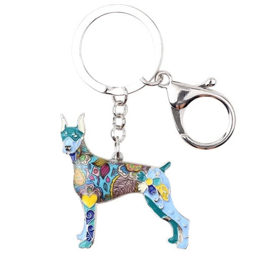 Artistic Doberman Necklace / Keychain - Style's Bug Blue / Only Keychain