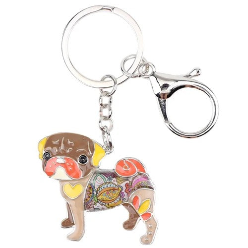 Artistic Pug Necklace / Keychain