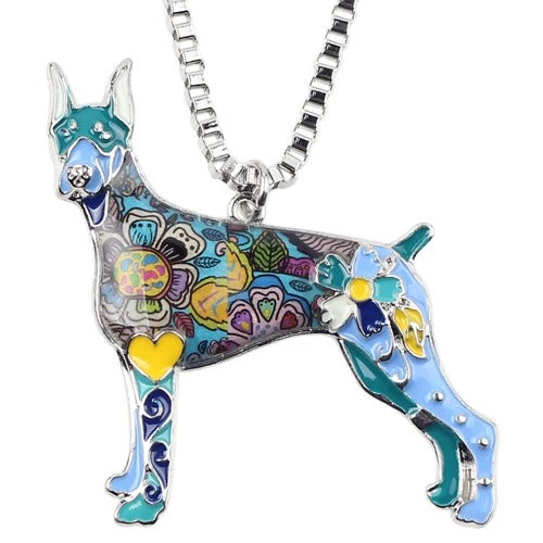 Artistic Doberman Necklace / Keychain - Style's Bug Blue / Only Necklace