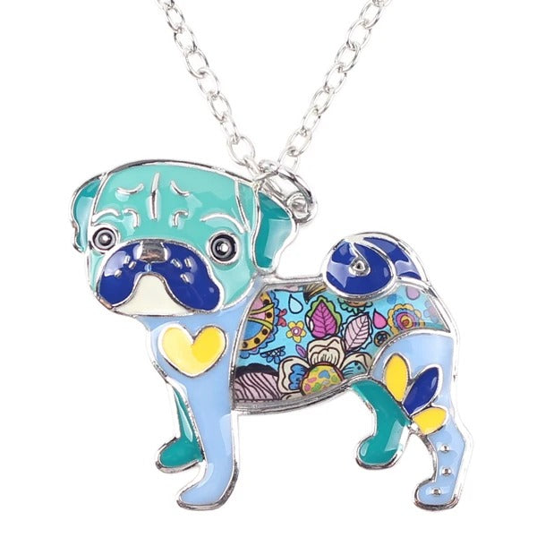 Artistic Pug Necklace / Keychain