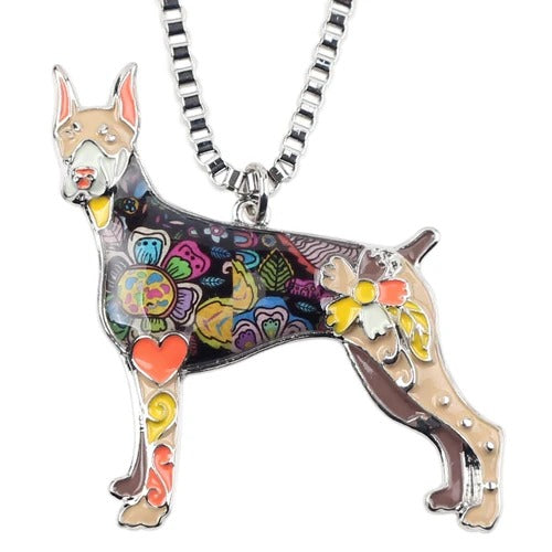 Artistic Doberman Necklace / Keychain - Style's Bug Brown / Only Necklace