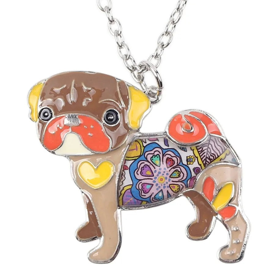 Artistic Pug Necklace / Keychain