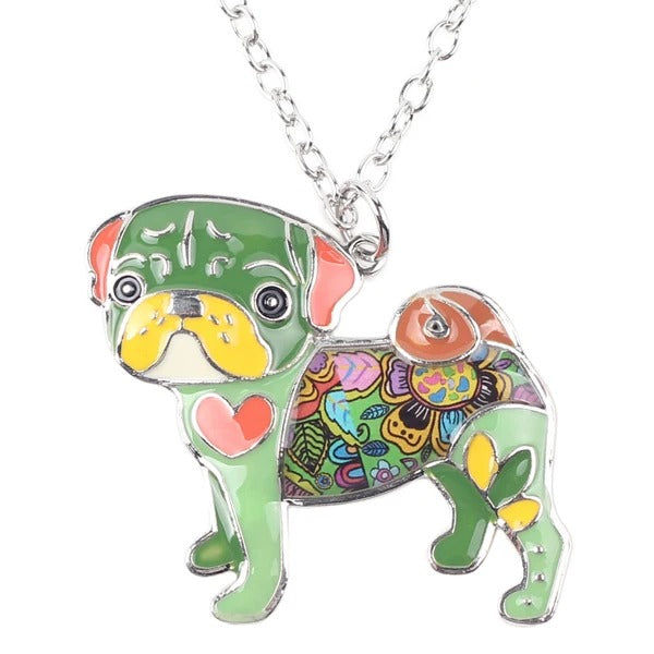 Artistic Pug Necklace / Keychain