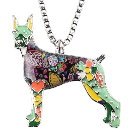 Artistic Doberman Necklace / Keychain - Style's Bug Green / Only Necklace