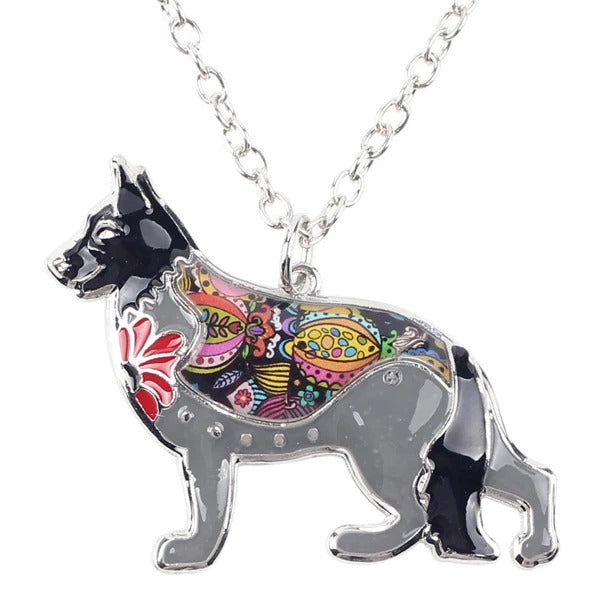 Artistic German Shepherd Necklace / Brooch