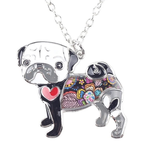 Artistic Pug Necklace / Keychain