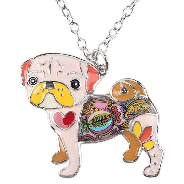 Artistic Pug Necklace / Keychain