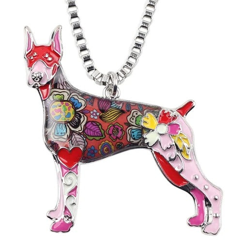 Artistic Doberman Necklace / Keychain - Style's Bug Red / Only Necklace