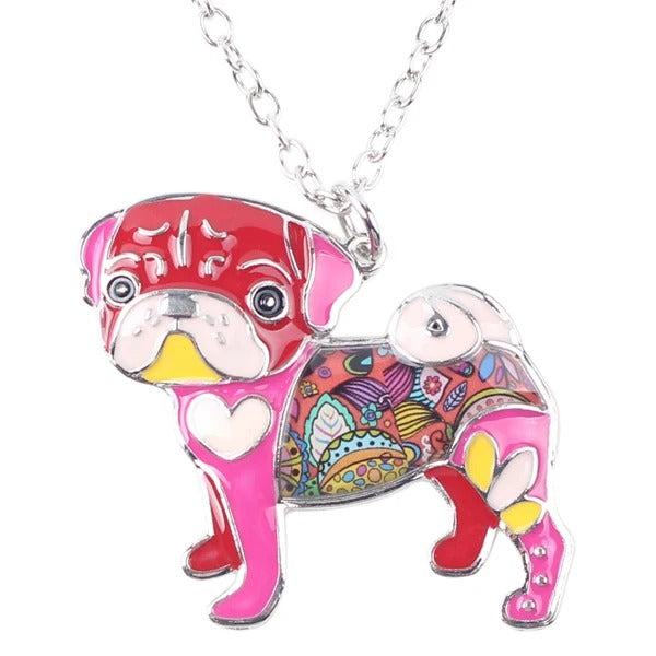 Artistic Pug Necklace / Keychain