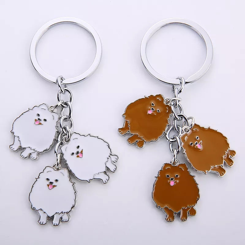 Pomeranian keychains by Style's bug (2pcs pack) - Style's Bug White - Three Poms