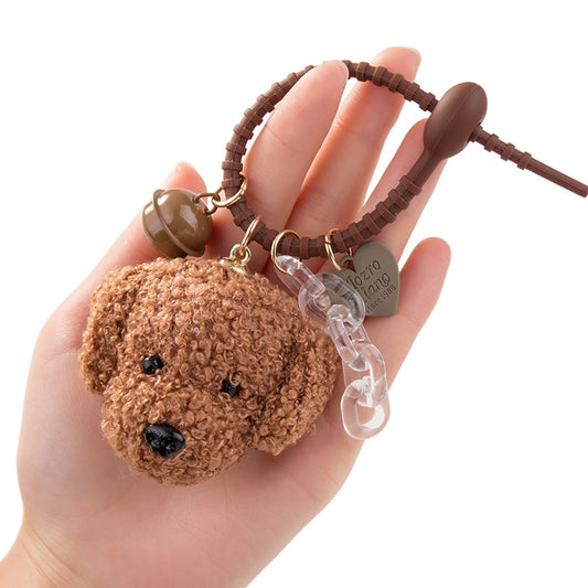 Labradoodle face plush keychains