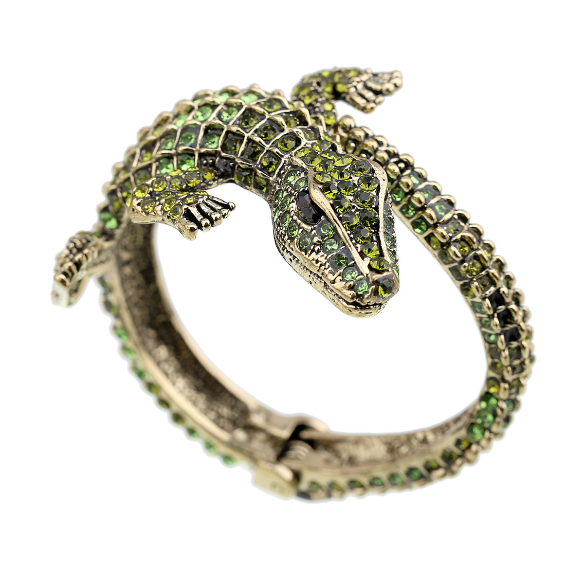 "The Green Beauty" - Realistic Crocodile cuff Bracelet - Style's Bug