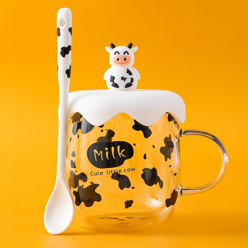 Cartoon Cow mugs by SB (With Lid + Spoon) - Style's Bug B
