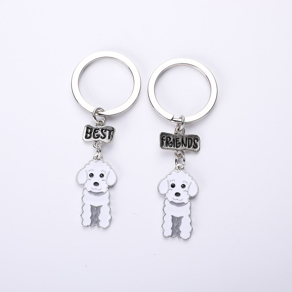 Poodle keychains by Style's Bug (2pcs pack) - Style's Bug White - Best + friend keychains (two)